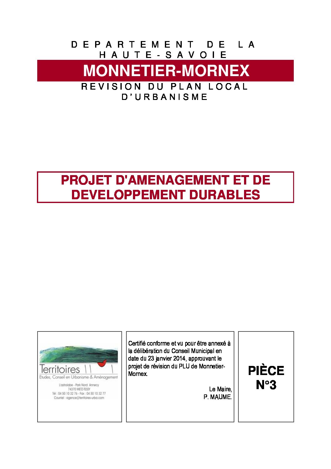 Archives des PLU Pièce N°3 PADD - Monnetier-Mornex